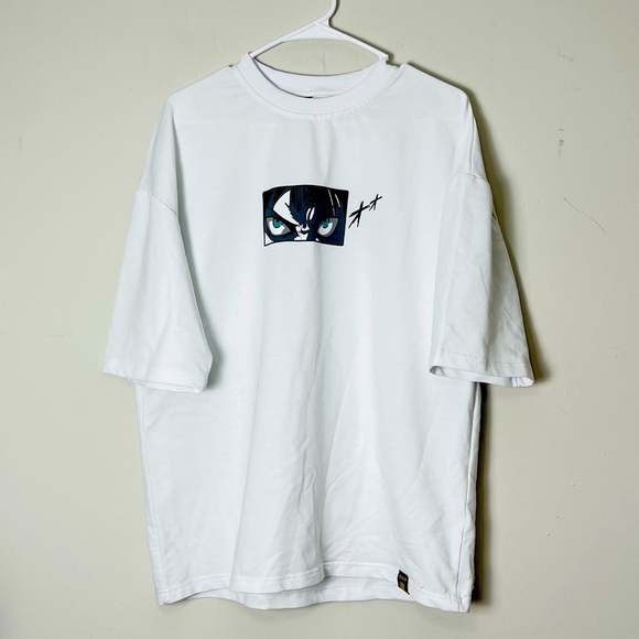 Black Off Shirt Men XL White Anime Graphic Dragon Ball Z Goku Manga Oversized‎ - Picture 1 of 9